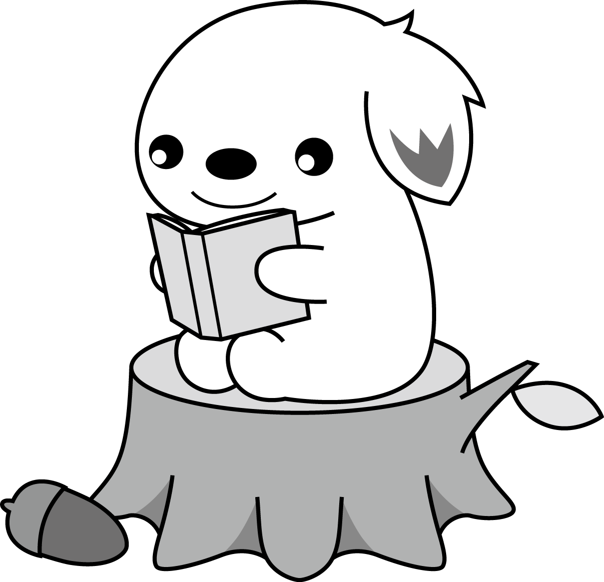 読書する犬（印刷用モノクロ）