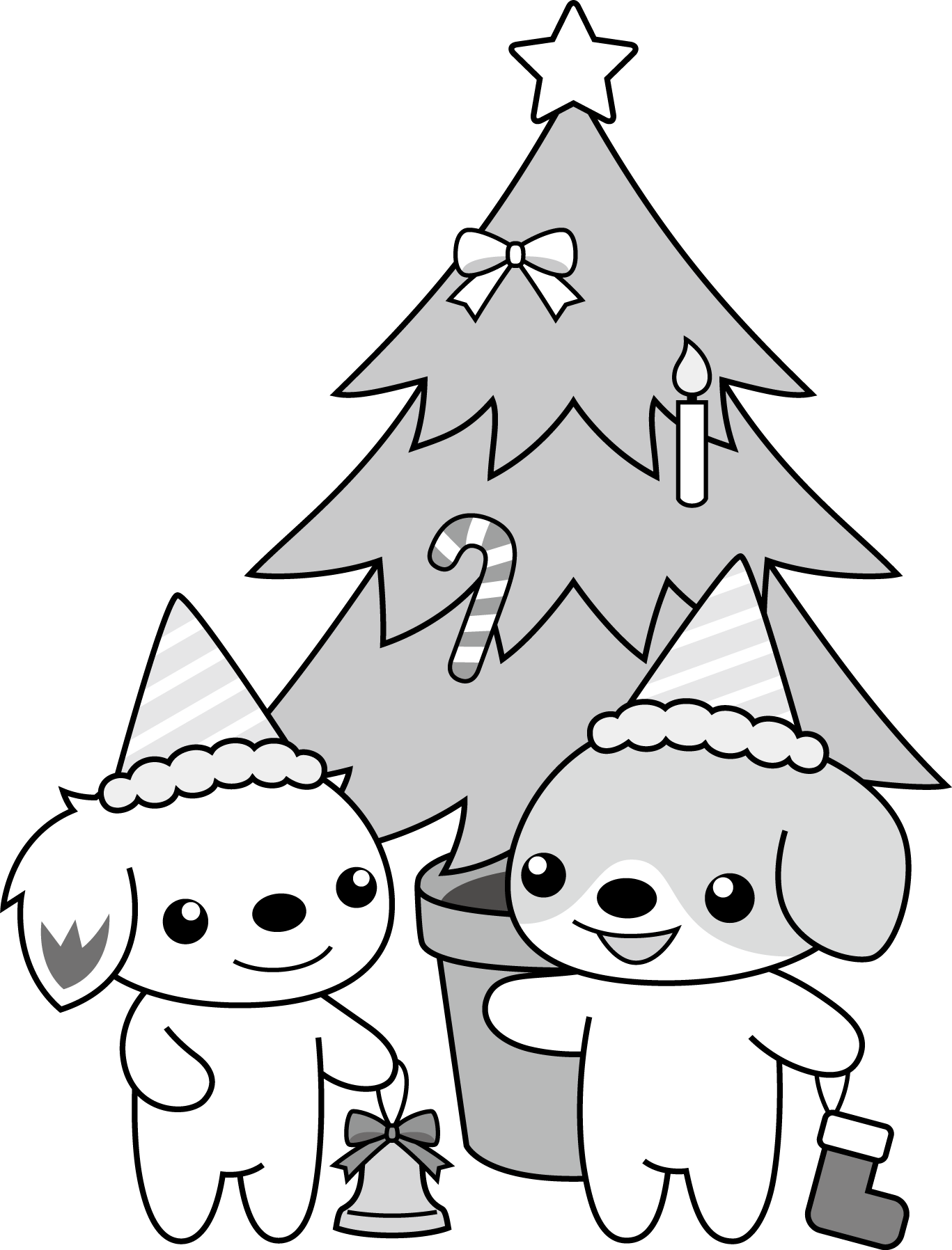 クリスマスツリー（印刷用モノクロ）